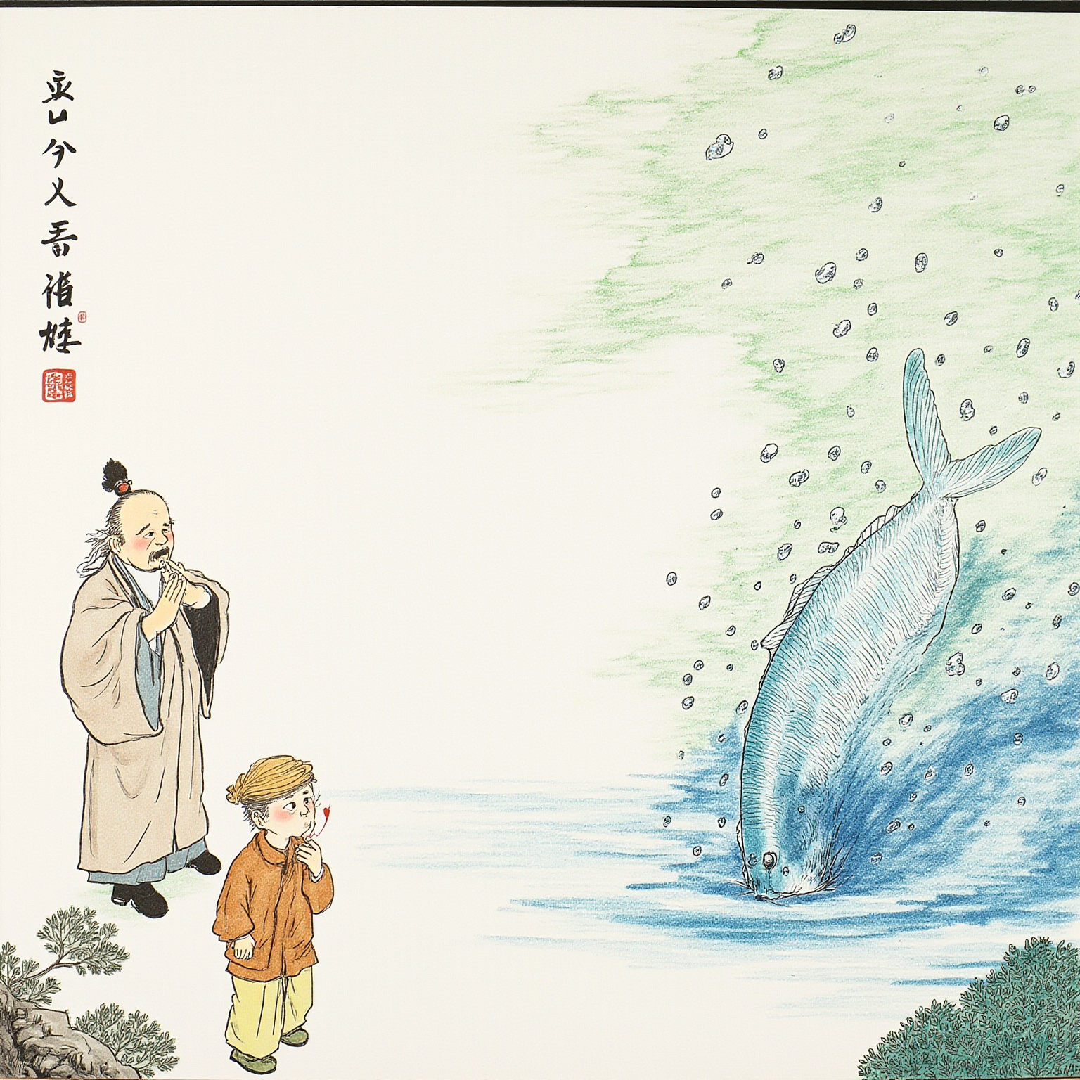 棒落处，万镜楼台一时粉碎；他睁眼还在旧山路，那哄弄师父的小和尚，却是一尾现出原形的鲭鱼。