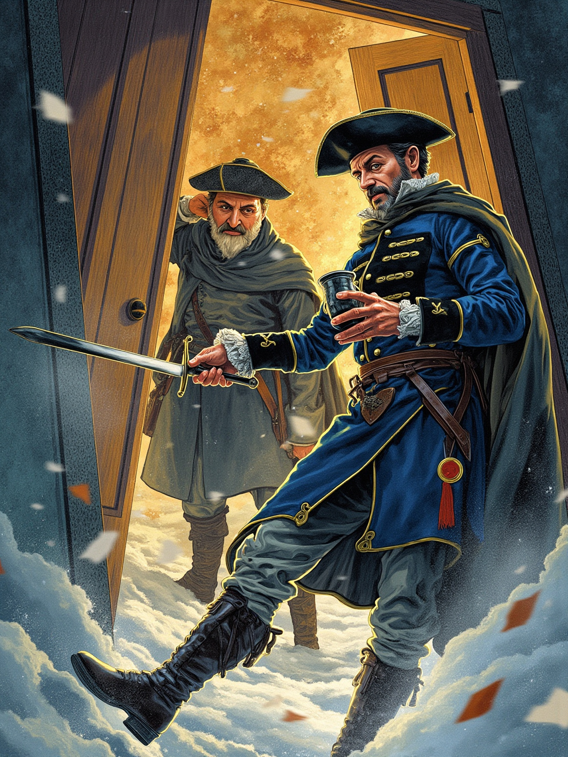 "It is the blood of the unfortunate man whom you left at the inn and who died in my arms."