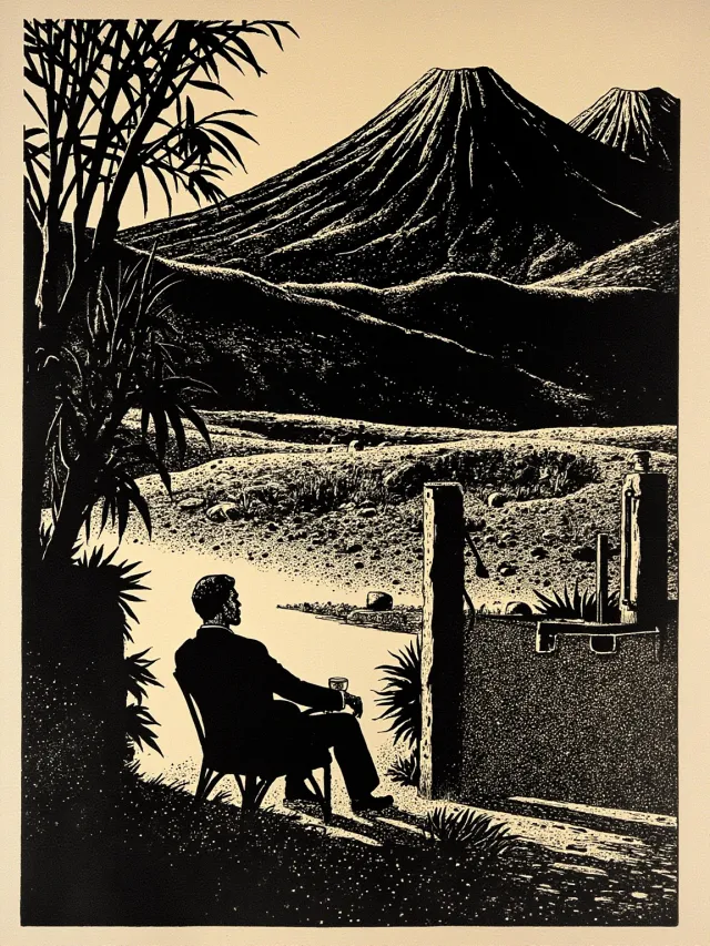 在火山下