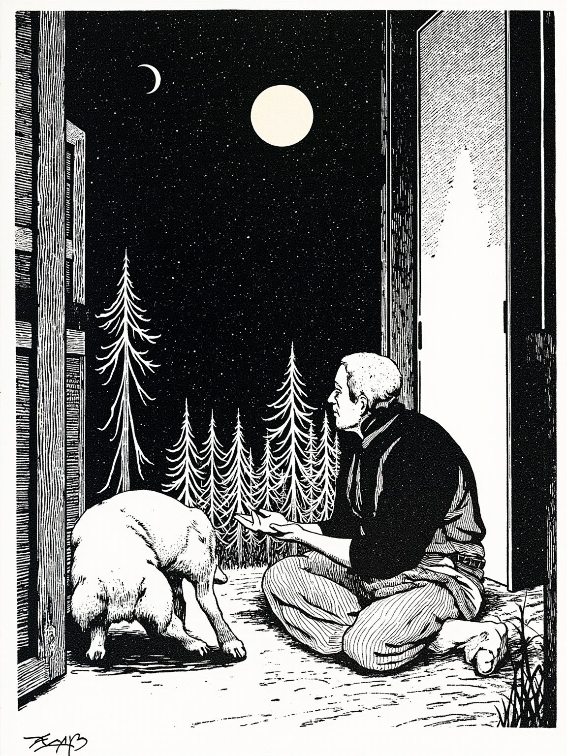 He snarled more menacingly, crouched still lower, and still the hand descended.