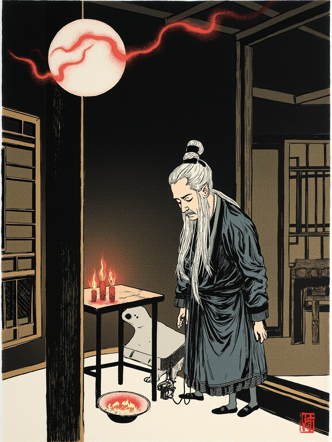 The Daoist had raised his altar, performed his rites — and at the first strange sound, fled out the door.