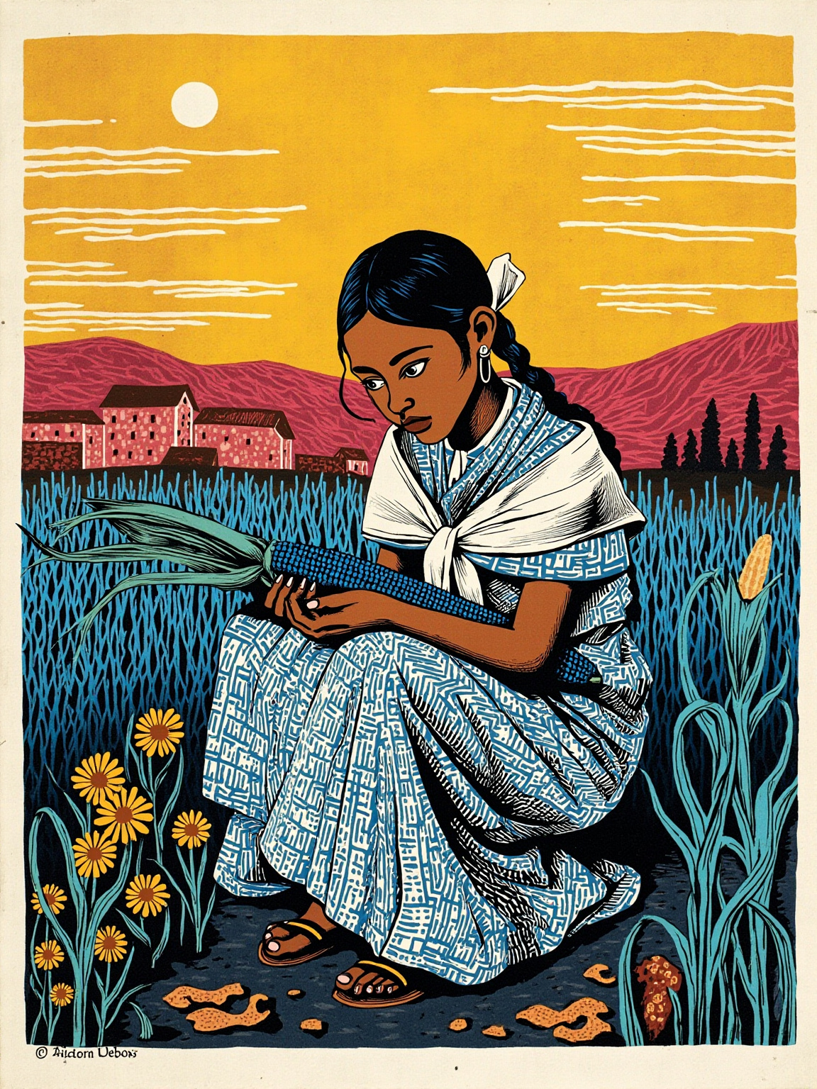 They left her in the mountains to perish, for she was thin and hungry; but the mother of corn found her and fed her, and gave her the seed.