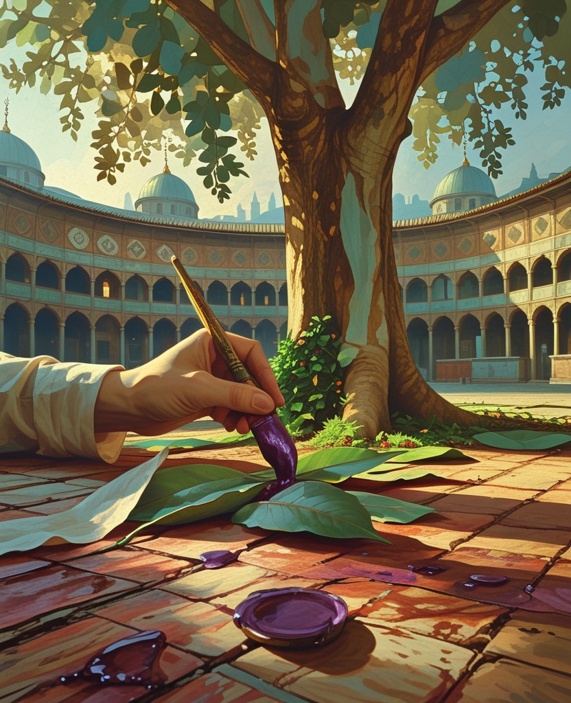 I applied purple to some of the leaves of the plane tree in the Hippodrome.