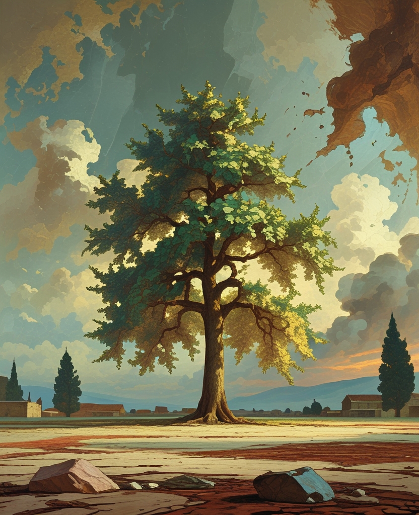This, however, was a miserable, solitary tree; behind it, there was a quite high horizon line that hearkened back to the style of the oldest masters of Shiraz and accentuated the feeling of isolation.