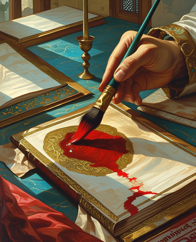 An artist’s hand that I couldn’t identify had applied a peculiar red to the painting under the guidance of an arcane logic, and the entire world revealed by the illustration was slowly suffused by this color.