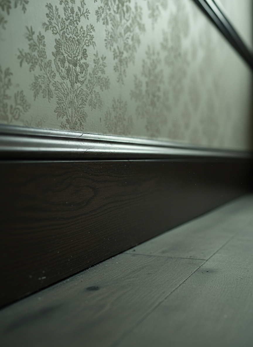 against the skirting board at the opposite