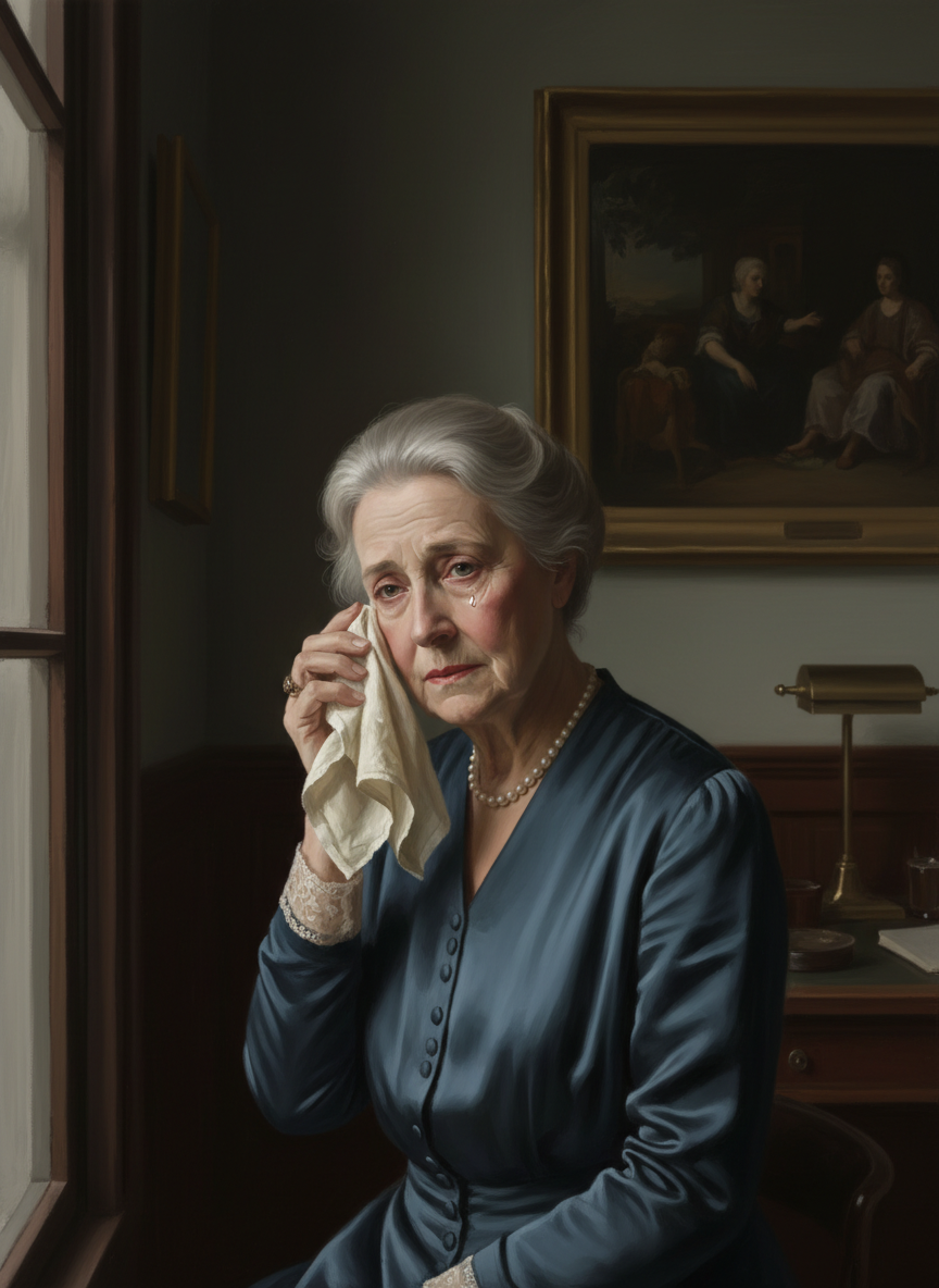 Very gently, with a small handkerchief, Lady Mary wiped her eyes.