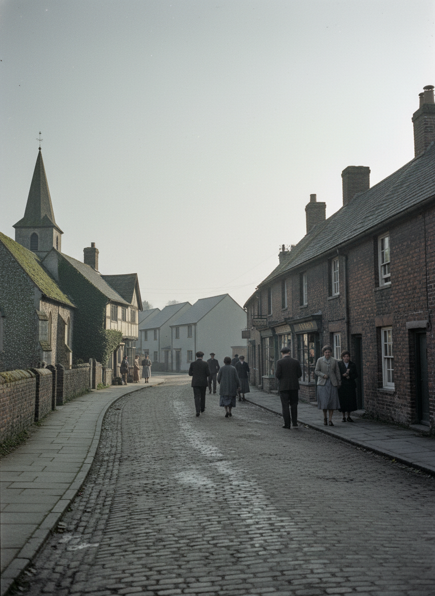 It had an old church, a vicarage, two or three shops, a row of cottages, three or four new council houses and a very attractive