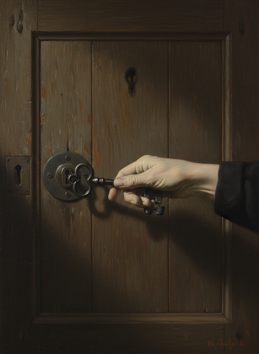 The key turned with a protesting creak.