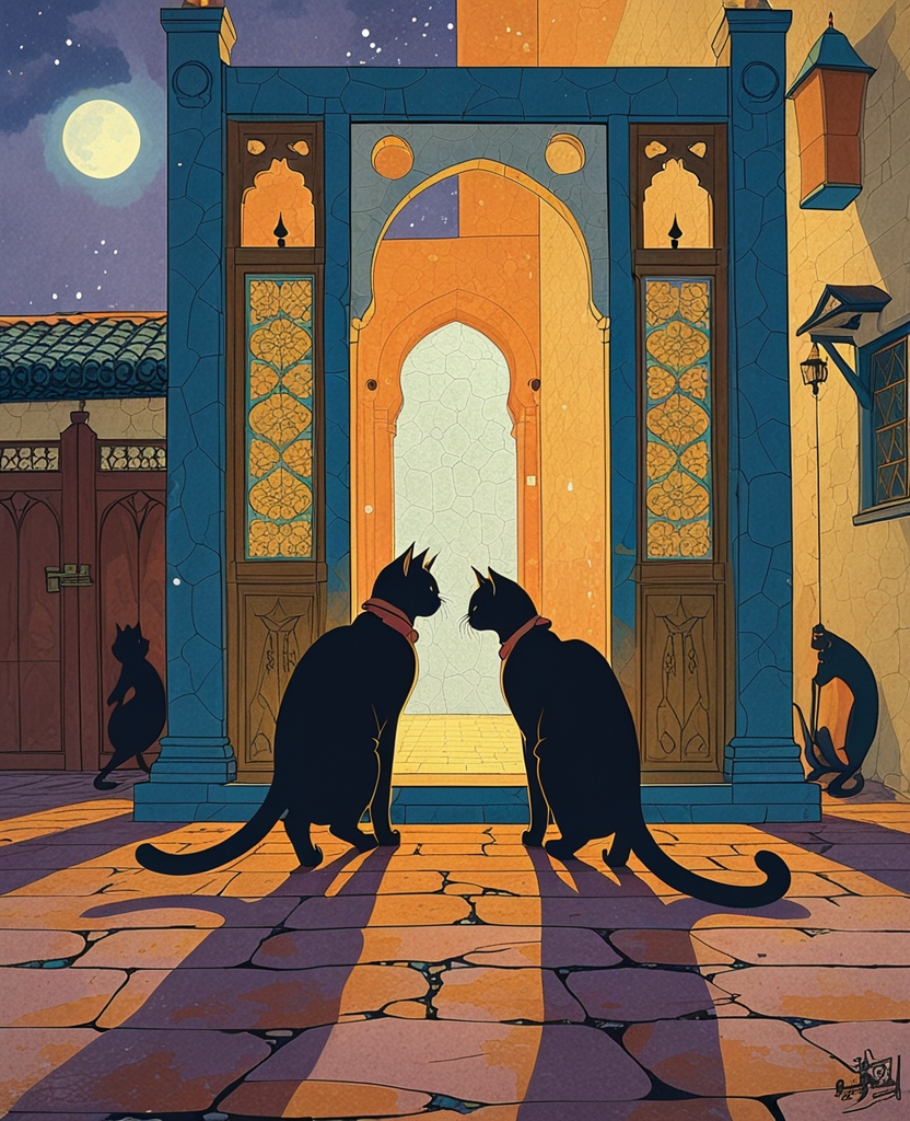 We heard the wailing of cats fighting for their lives just outside the courtyard gate.