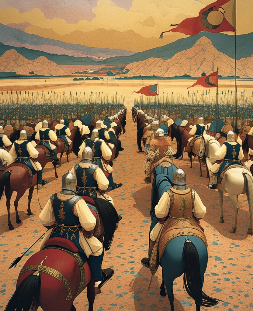 The cavalry of Persian and Turanian armies, eternal enemies, had donned their full panoply of armor, helmets, greaves, bows, quivers and arrows and had mounted those magnificent, legendary and fully armored horses.
