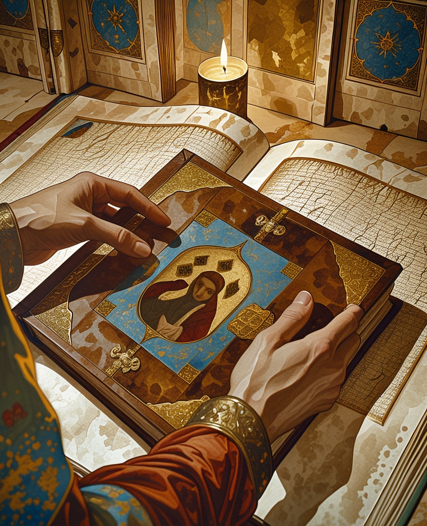 I silently opened the thick cover of the Book of Kings as if opening a huge pala