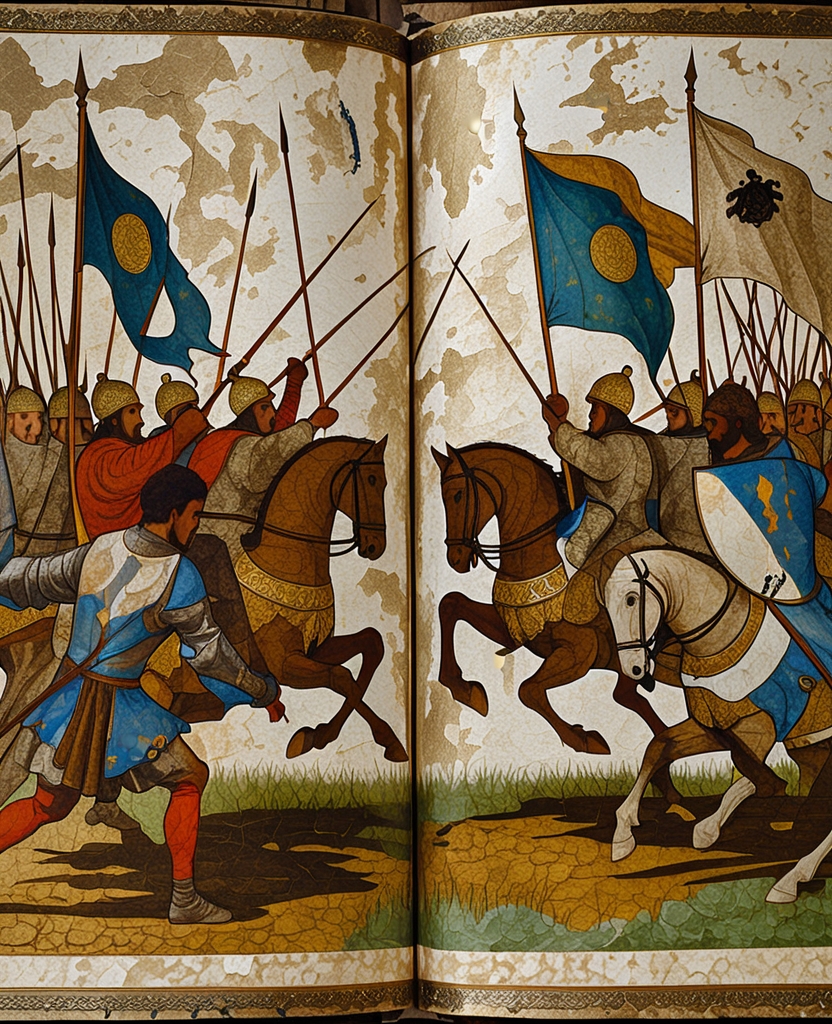 In a page of the Book of Kings lying open before him, Persian and Turanian armies clashed with all their force.