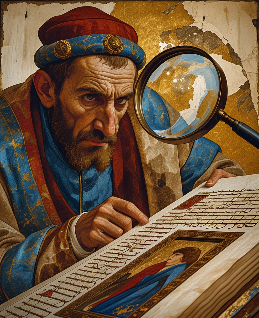 The master’s lens seemed to be flat against the page, and his nose was flat against the lens.