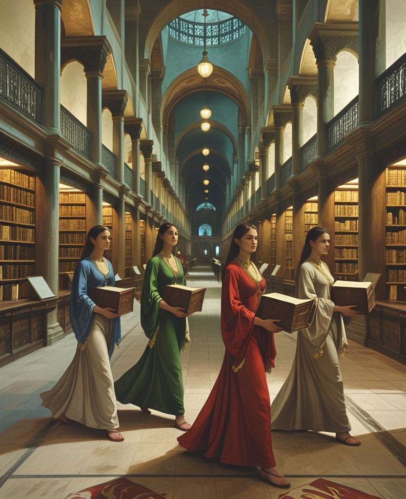 They were lovely women with white skin and slanting almond eyes, and with them came all the books preserved in the Seven Heavens Palace library, books left by the former masters of Tabriz, the Mongols, the Inkhanids, the Jelayirids and the Blacksheep, and taken as plunder by the defeated shah from the Uzbeks, the Persians and the Timurids.
