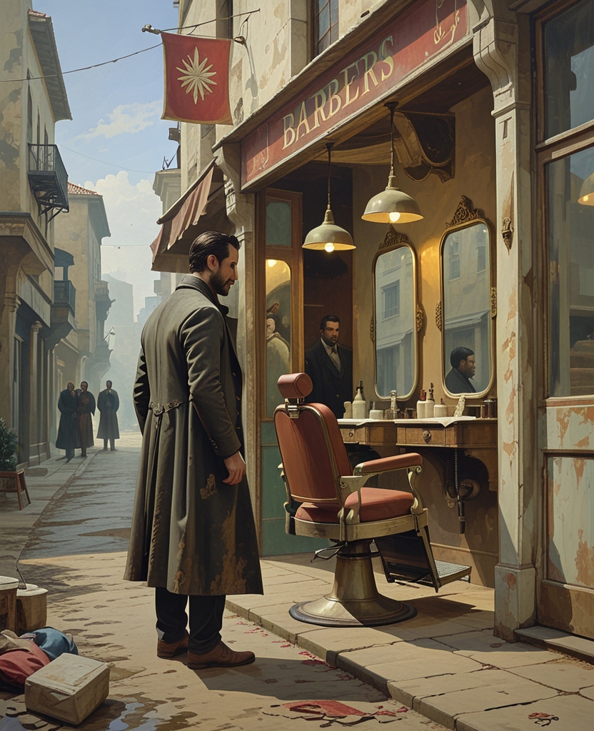 On the upper part of the muddy road, in a neighborhood that had seen happier days, Black walked into a barbershop that was still open.