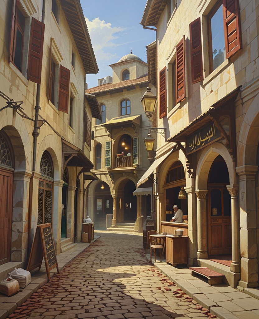 There was a shop, which I understood to be a coffeehouse, at the end of this narrow street we were passing down.