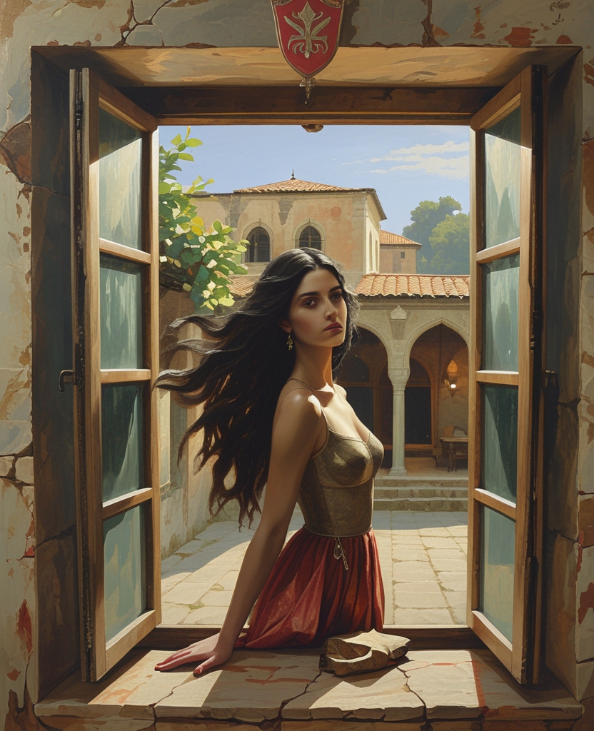 One day, through an open window, he catches sight of a black-haired, black-eyed, silver-skinned, tall and thin Bosnian beauty, and is smitten.