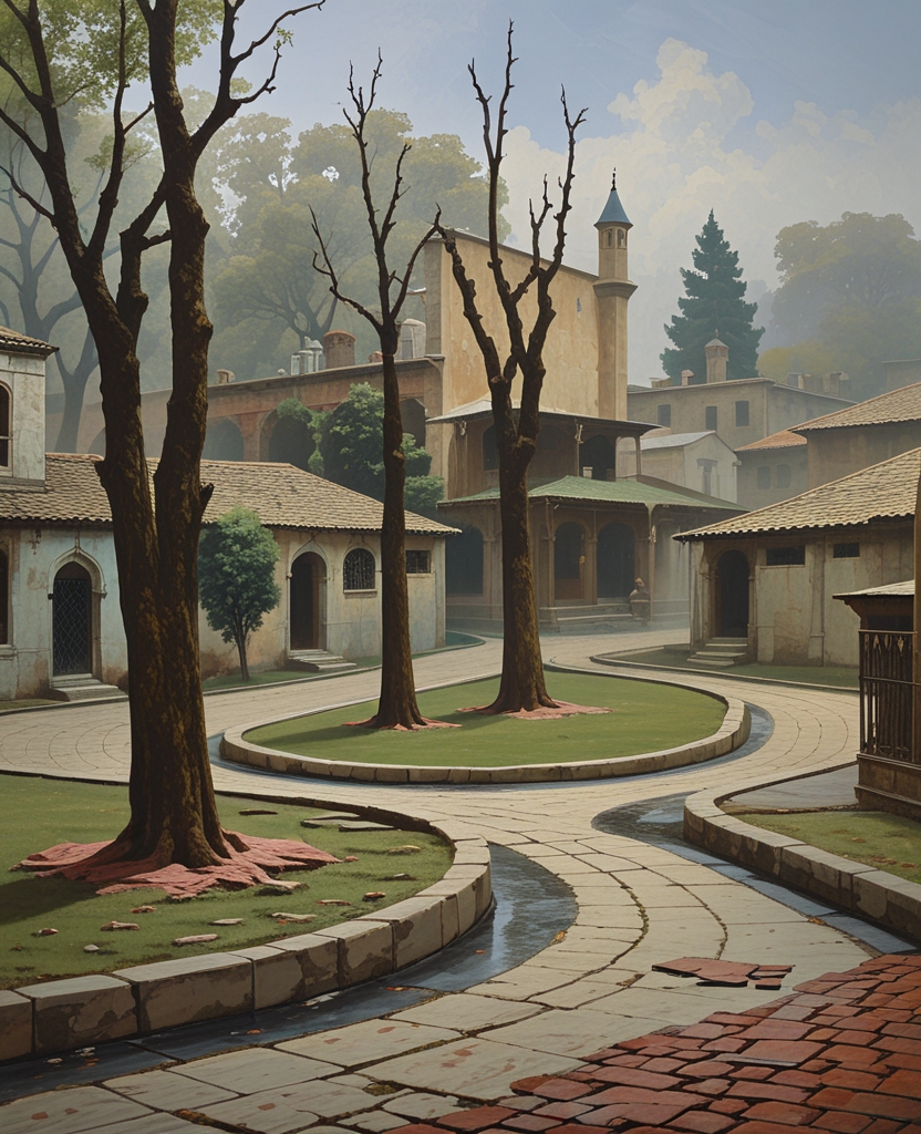 We tacked right and left down neighborhood streets and passed through empty gardens that bore the depressing scent of damp and lonely trees as we traced a wide arc back toward my house.