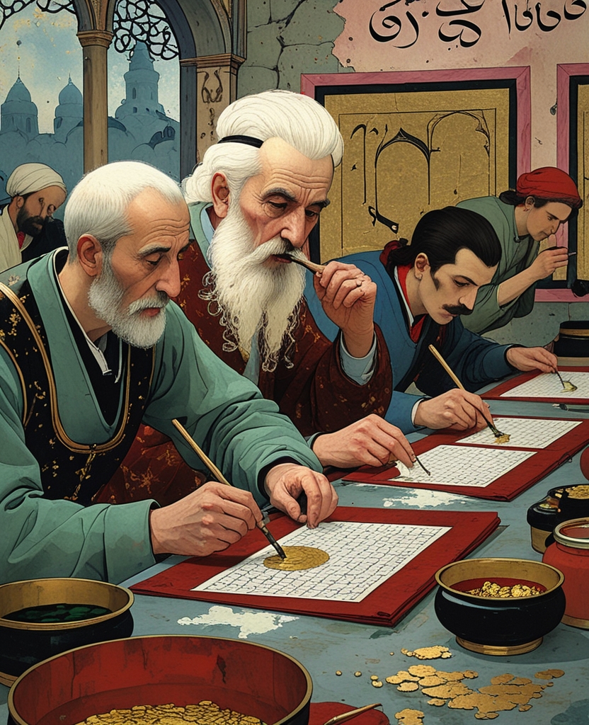 Do you remember the limner who stuck his tongue into his cheek when he ruled pages—to the left side if the line he drew headed right, and to the right side if the line went left; the small, thin artist who laughed to himself, chortling and mumbling “patience, patience, patience” when he dribbled paint; the septuagenarian master gilder who spent hour upon hour talking to the binder’s apprentices downstairs and claimed that red ink applied to the forehead stopped aging; the ornery master who relied on an unsuspecting apprentice or even randomly stopped anyone passing by to test the consistency of paint upon their fingernails after his own nails were completely filled; and the portly artist who made us laugh as he caressed his beard with the furry rabbit’s foot used to collect the excess flecks of gold dust used in gilding?