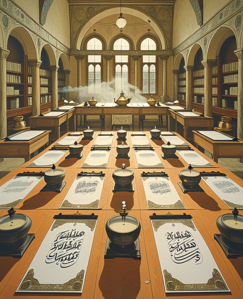 Where were the writing boards inscribed with the names of the great masters so they wouldn’t get mixed up, the aroma of China ink and the faint rattle of coffeepots aboil in the silence?