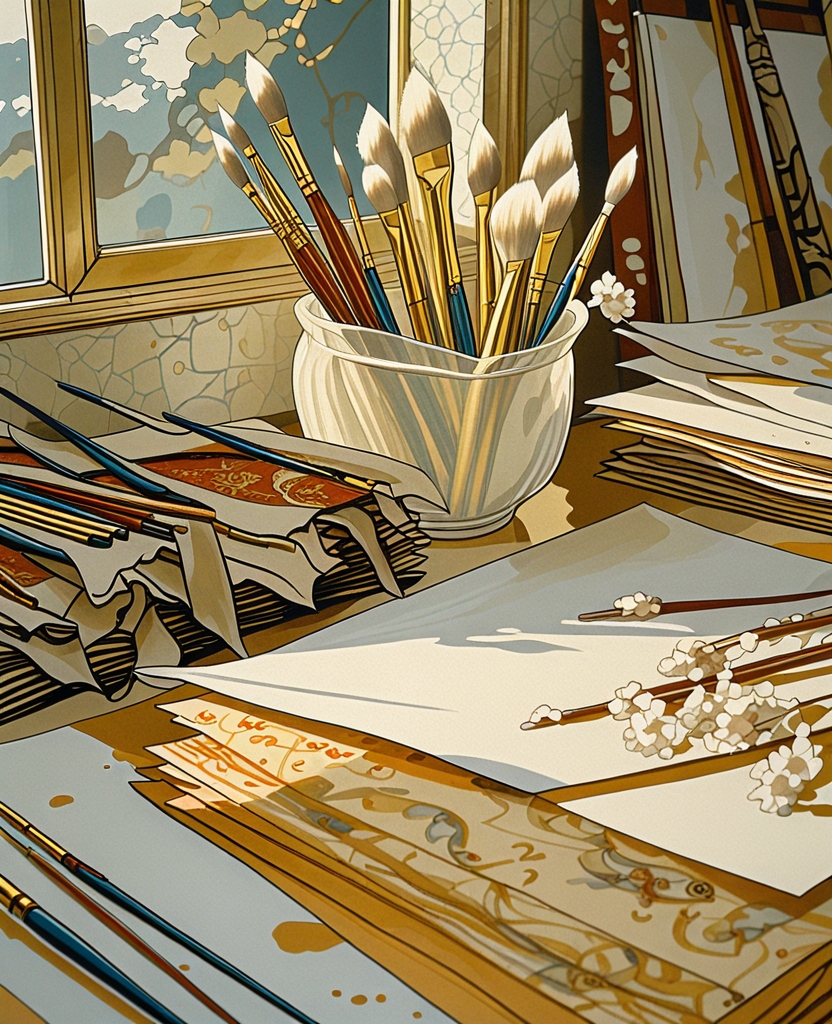 Where were the various brushes we made of hairs from the necks and inner ears of kittens born to our tabby cats each summer, and the great sheaves of Indian paper given to us so, in idle moments, we could practice our artistry the way calligraphers did?