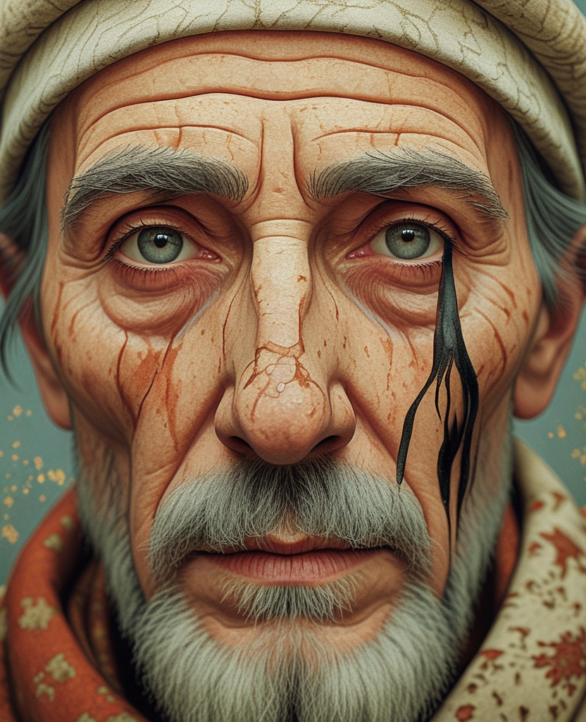 The color of his irises had faded and they were nearly the same color as the whites of his eyes.