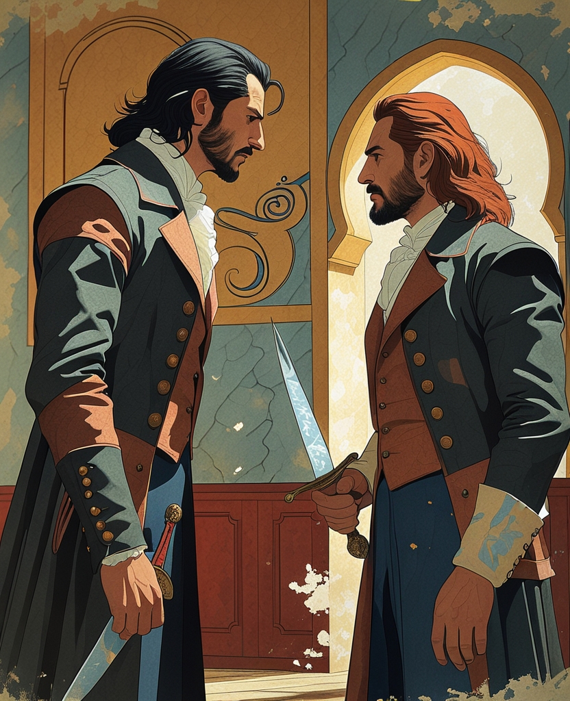 As if to poke out his eye, I brought the point of the dagger toward Black’s face.