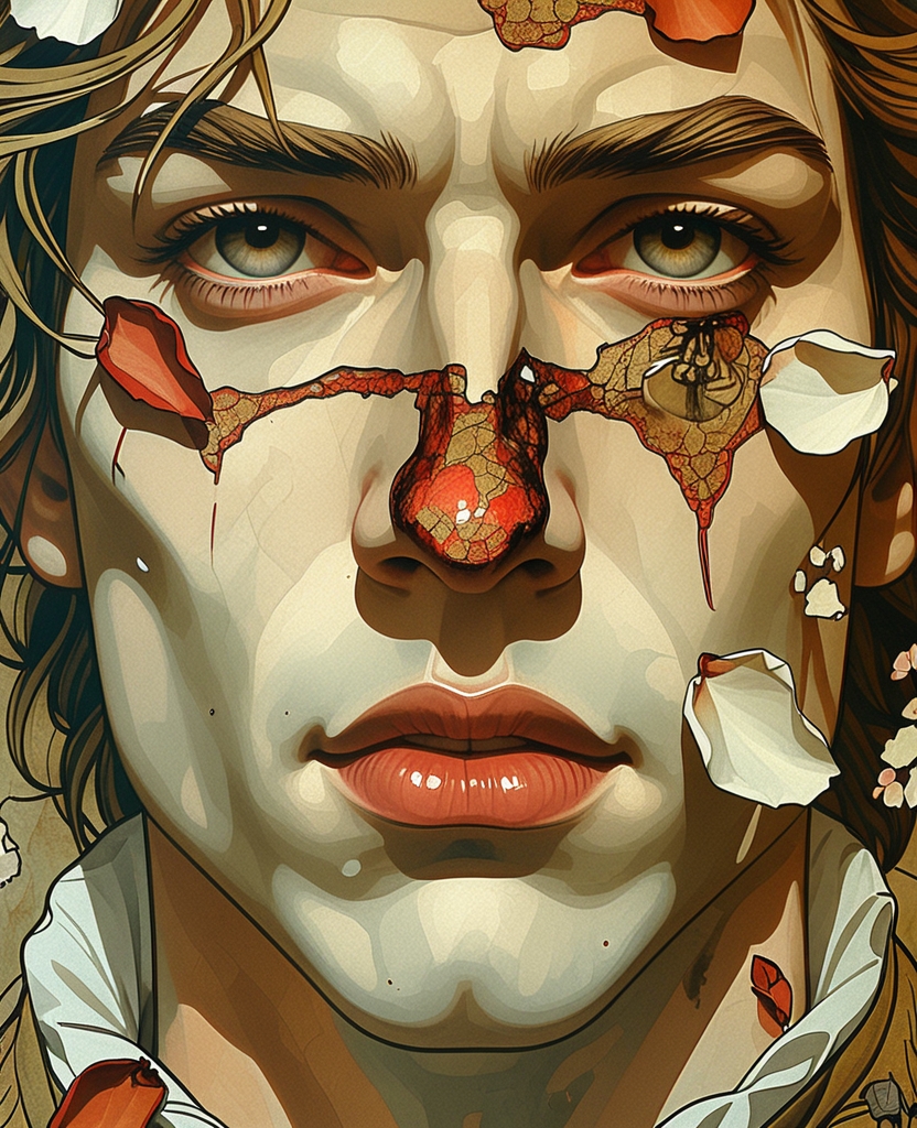 His nose was mangled and covered in blood.