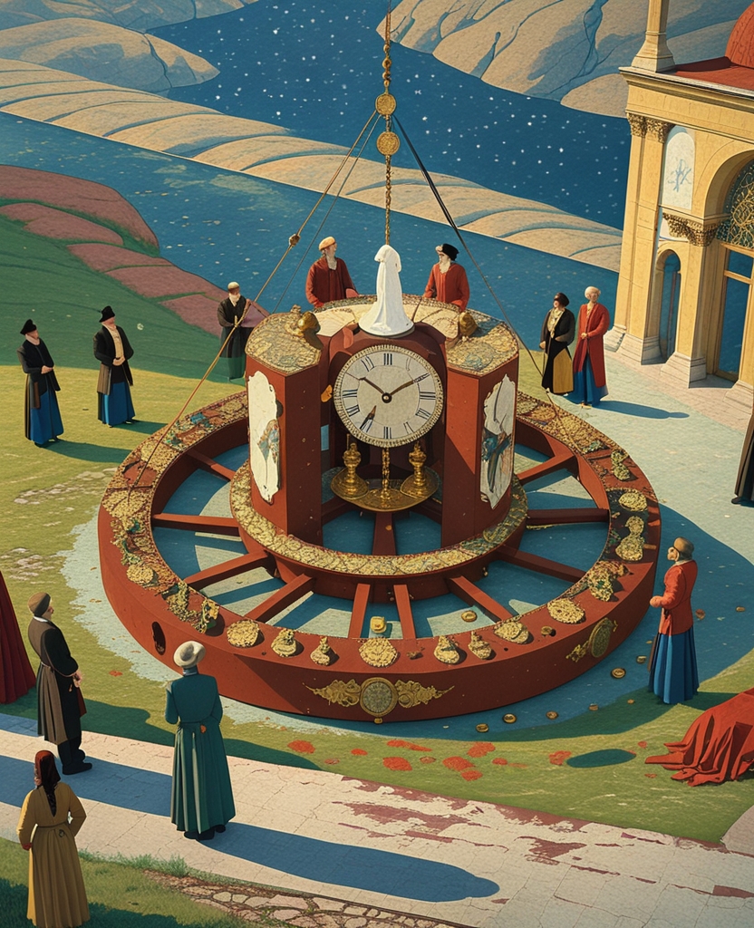 An English delegation assembled this enormous clock after weeks of toil with various pieces, cogs, pictures and statuettes that they brought with them from England, erecting it on a slope of the Royal Private Garden facing the Golden Horn.