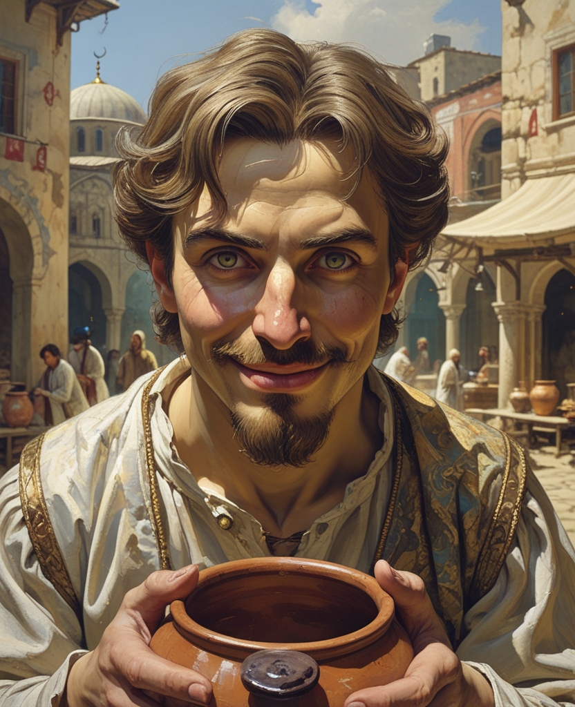 He exited and fixed his pretty eyes on mine as he puffed out his plump cheeks, still holding the empty pot.