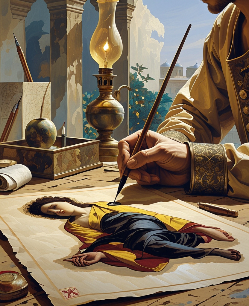 I quickly completed drawing an opium addict from memory, having dipped my reed pen into black Hasan Pasha ink and skated it over well-burnished and beautifully sized paper, when I heard that voice calling me out to the street as it did every night.
