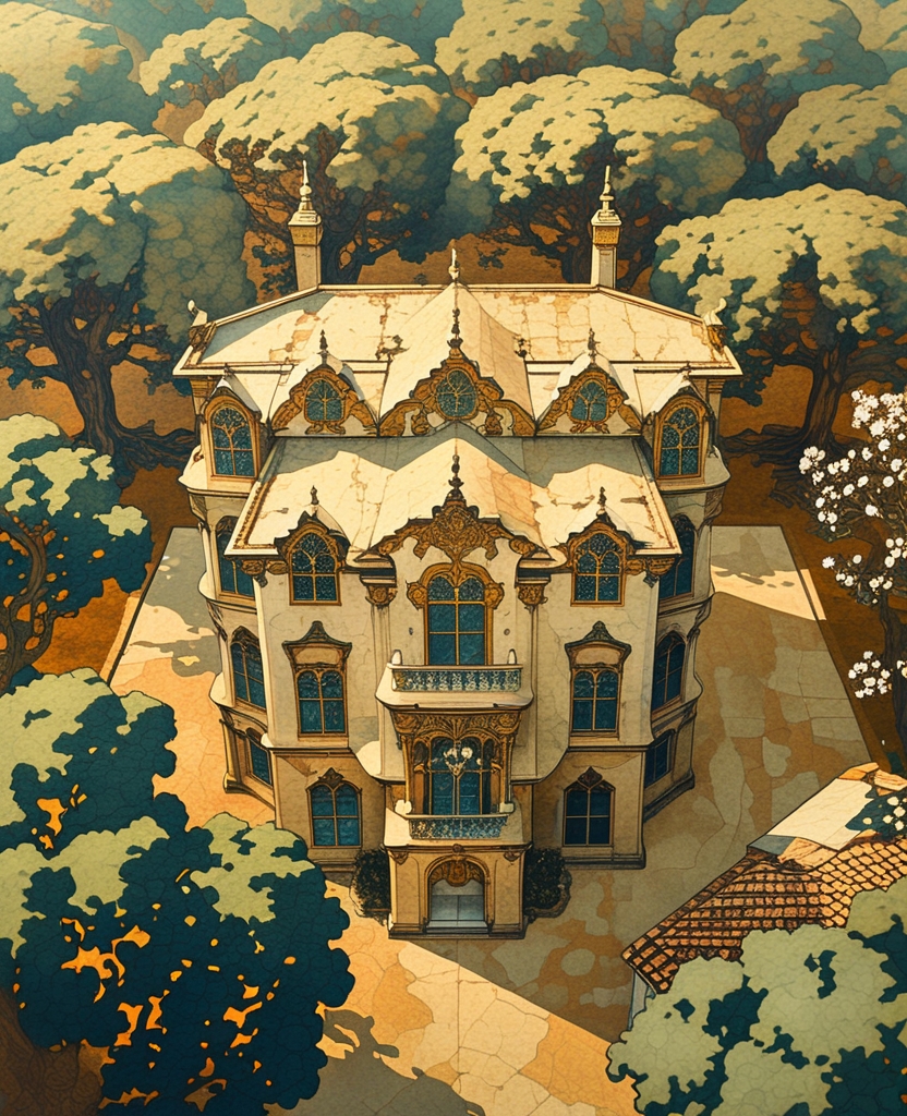 I watched for a long time: Nestled among trees was the large and odd-looking two-story house of a rich man!