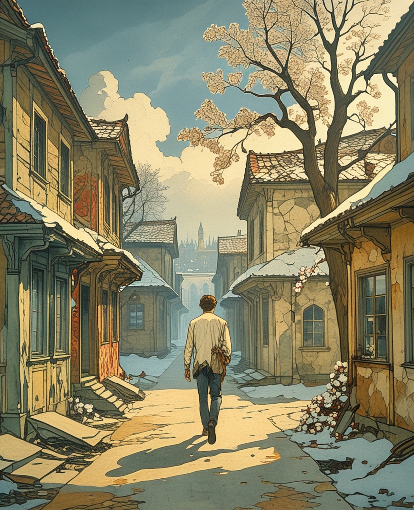 I ever so quickly strode past the run-down homes of our Jewish neighborhood, which looked even more deserted and pitiful in the morning cold.