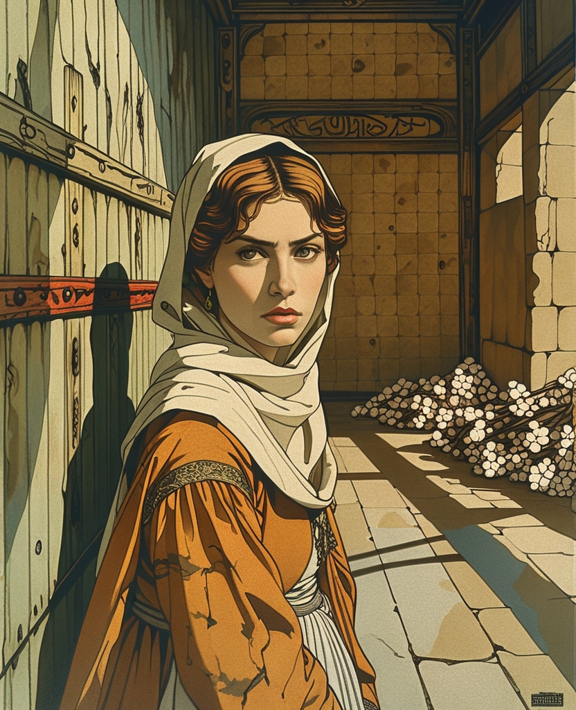 Frozen, she gazed at him. The shadow she cast along the floor and stable wall was motionless.