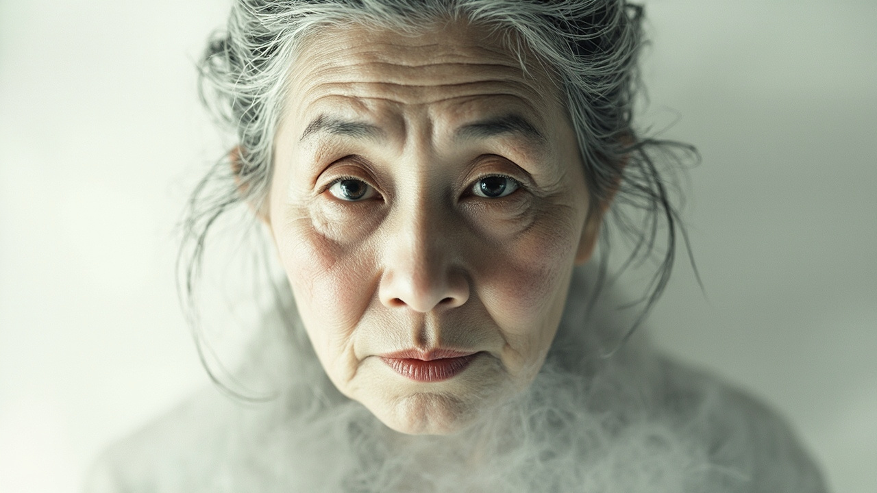 婆婆的头颅在阳光中辉煌地颤抖着，她惊奇地发现，婆婆的头发突然花白了。