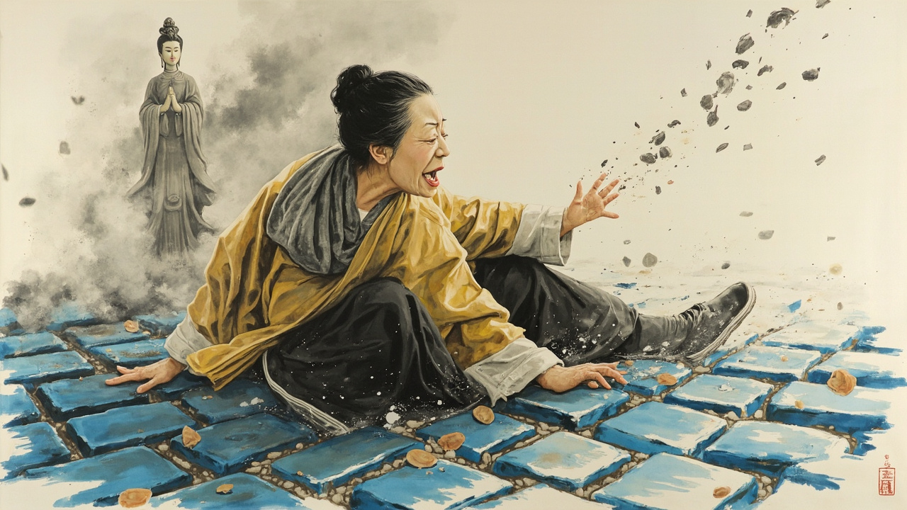 祖母从地上猛烈地站起来,像一匹肥胖的老马,身体摇晃,脑袋乱颤,嘴里发出一连串奇怪的声音。