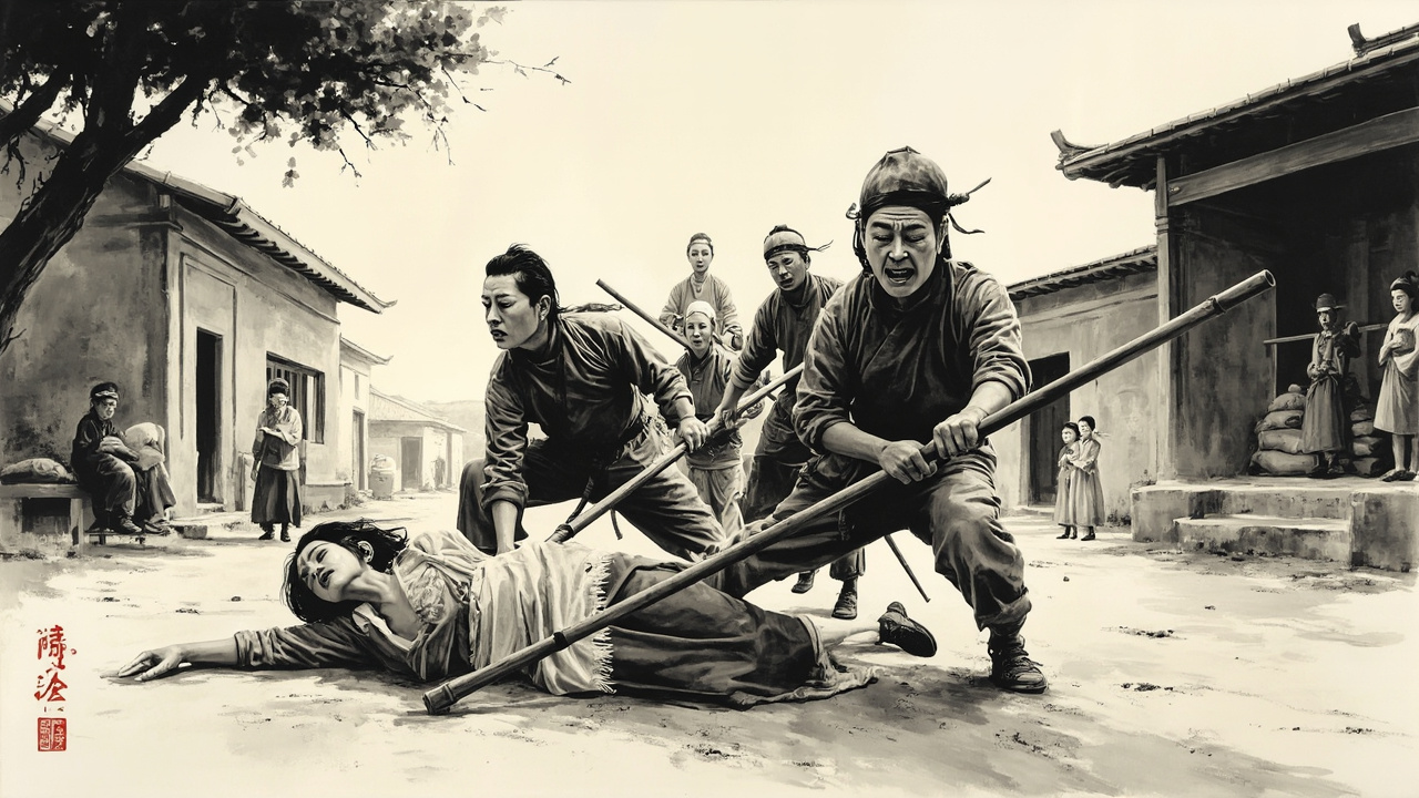 接下来的情景是我终生的隐痛:沙月亮在我家院子里与我大姐套近乎,苟三他们一班狐群狗党在我家东厢房里倒腾麦子搭地铺,五个鸟枪队员--养驴小组全体成员--把我母亲按在了地上。