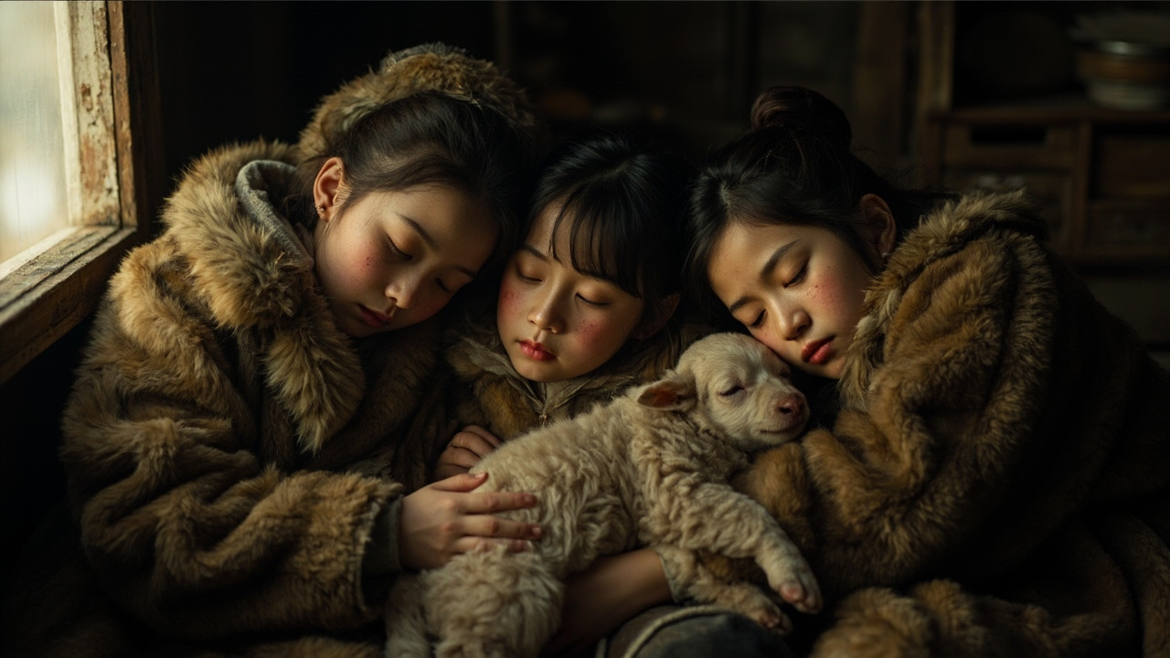 姐姐们谁也没脱皮毛大衣，她们簇拥在一起，鼻子尖上挂着汗珠，在沙月亮制造出的复杂音响里呼呼大睡。