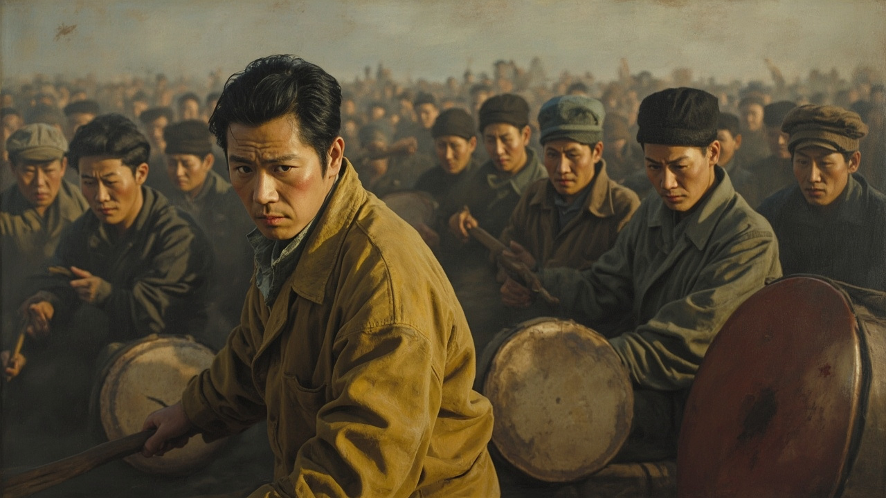 他提着那面饱受打击的铜锣,仿佛极不情愿地敲着锣绕场转了一周。