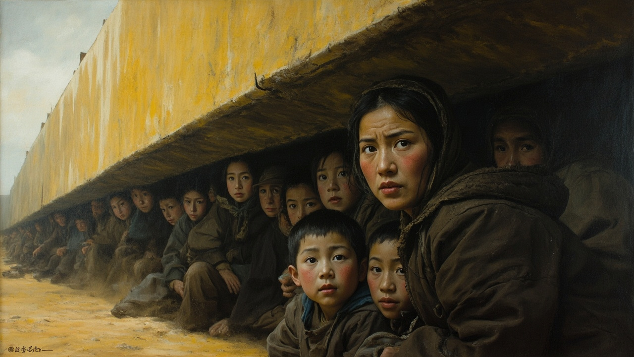 我们站在一道又宽又厚的高墙前边，它替我们遮住了西北风，使我们处在相对温暖的环境里。
