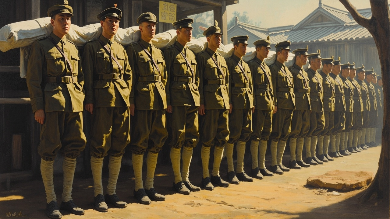 士兵们都规规矩矩,连那现在叫孙不言的大哑巴也站得挺拔,好像一棵松。
