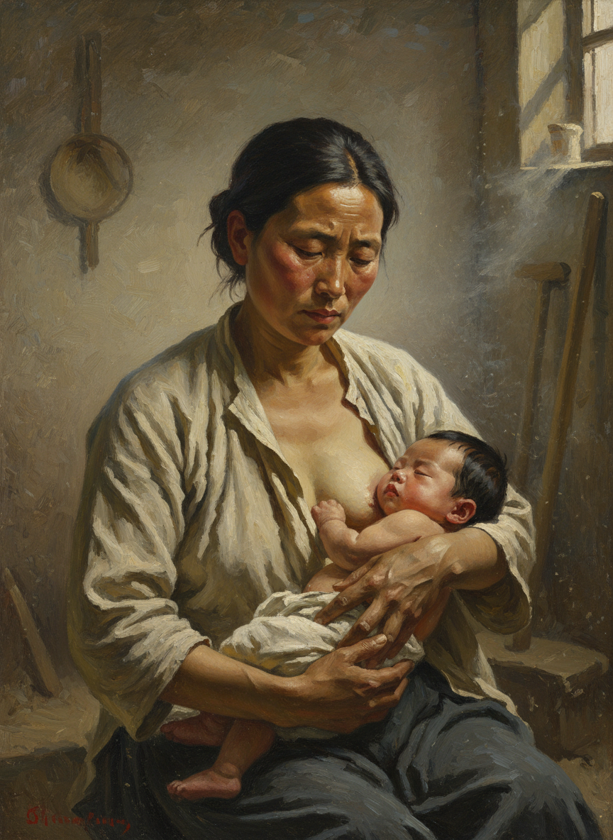沙枣花的嘴把母亲的乳房拽得像鸟儿韩的弹弓皮筋一样长,终于挣脱,挣脱后母亲的乳房像被热尿浇着的活蚂蟥一样慢慢收缩,好久才恢复原状。