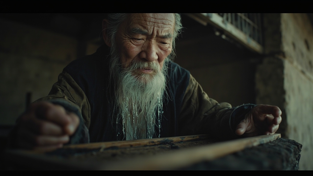 老头啪啪地拍打着棺材,哇哇地哭,满脸是泪,胡子上也挂着泪珠。