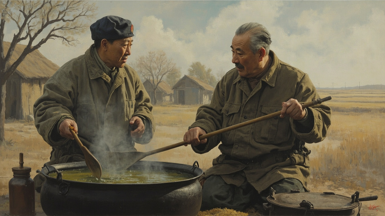 蒋政委抄起大木勺子,搅动着绿豆汤,问老兵:“加红糖了没有?”