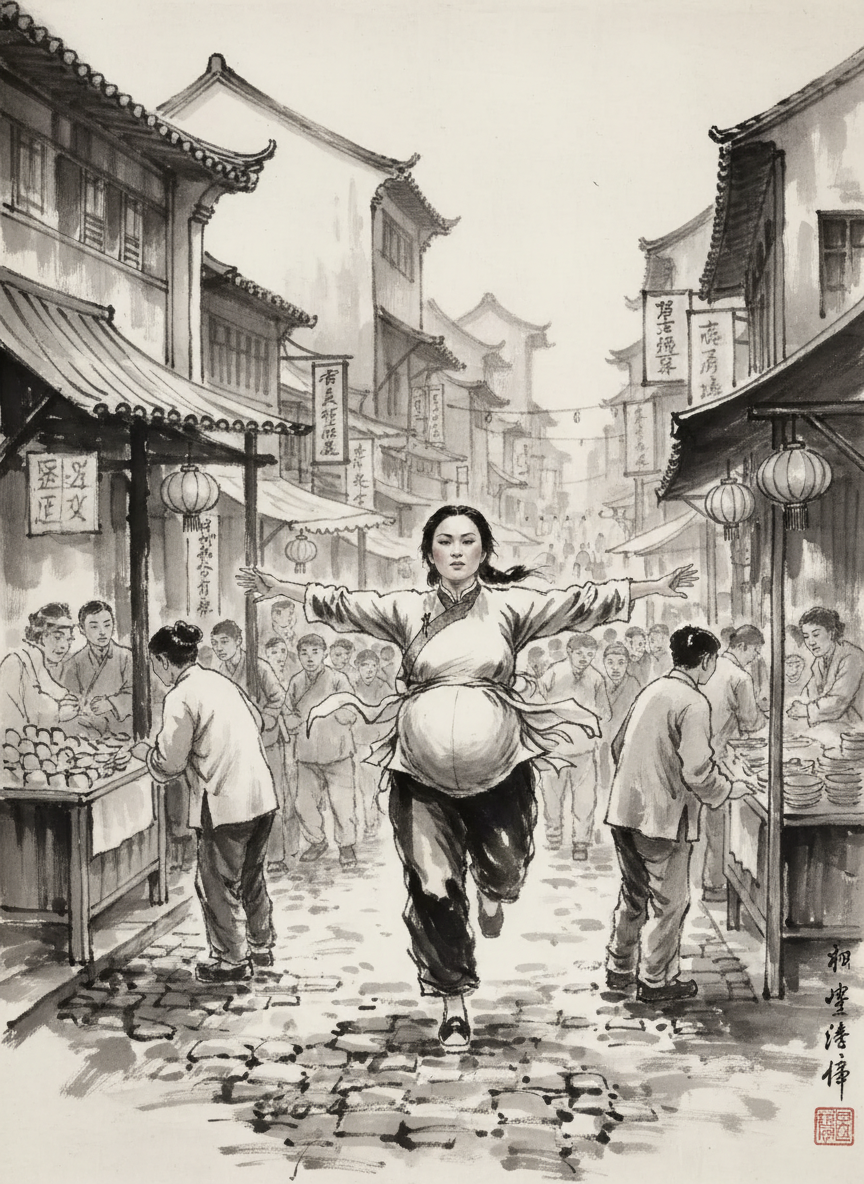 鸟仙像一只矫健的鸵鸟,跑到了大街上的人群中。