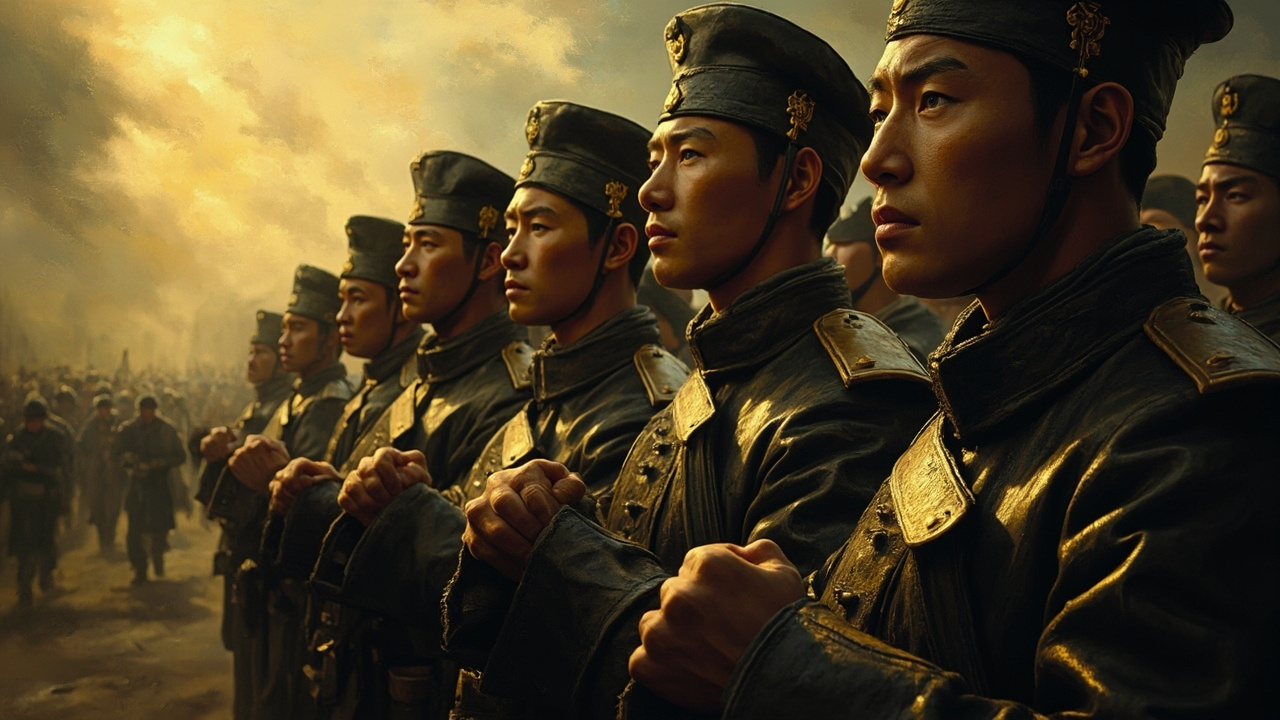 骡子中队步伐整齐,同样也是亮晶晶的,兵士们都托着步枪,骄傲得像骡子一样。
