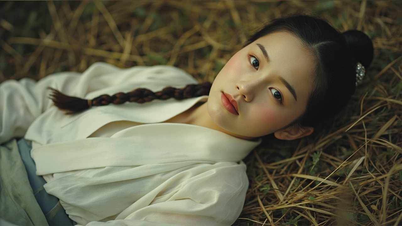 对襟褂子的缝隙里，闪烁着它们洁白的光彩，我想用一根草缨儿去撩拨它们，但是我不敢。