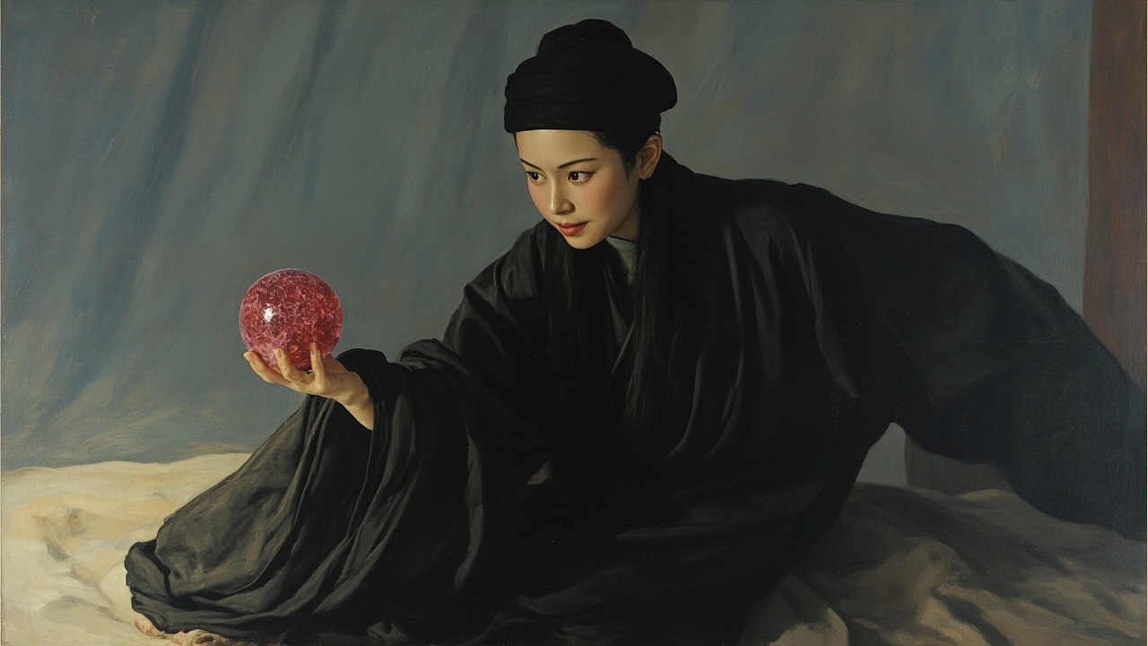上官来弟举着紫红色的花球儿,笑着站起来,跨过鸟仙的尸首,盯着巴比特,扭动着腰肢在晃荡荡的黑袍里。