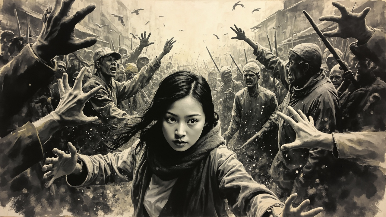 我特别注意到斜眼花屁股上挨了一杆子,打得她一个箭步钻到了人堆里,几只打抱不平的手和几只浑水摸鱼的手在她的身上乱抠乱摸,弄得她吱吱哟哟…